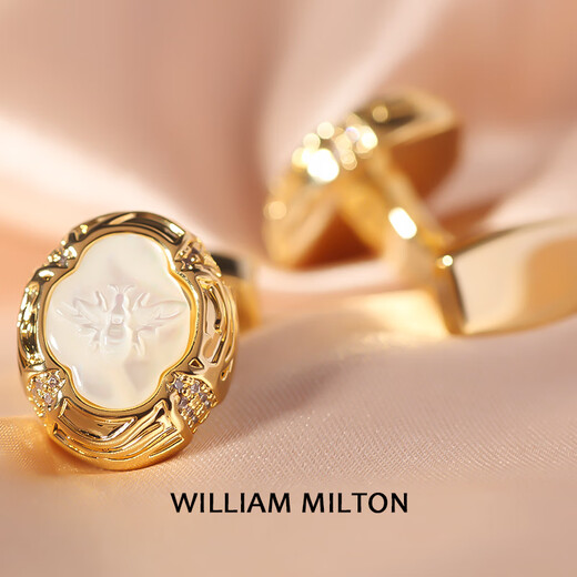 WILLIAM MILTON Bee Dance Fritillaria Carved Cufflinks Men's French Shirt Bee Cuff Nails High-End Birthday Gift Customized Gift Box Bee Dance