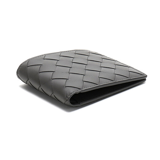 BOTTEGA VENETA 葆蝶家 BV 男士石墨色皮革编织短款钱包钱夹 605721 VCPQ4 1445