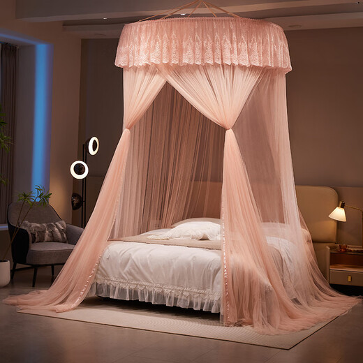 2024 new mosquito net home use 2024 new princess bedroom bed curtain ceiling floor-mounted bed curtain no installation bed yarn breathable Yan Xi-Nuanyu [Enlarge dome and increase space] 1.35m (4.5 feet) bed