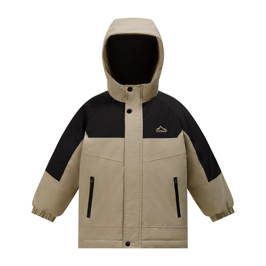 Zuoxi Children's Clothing Boys' Cotton Clothes 2025 New Children's Winter Velvet Charge Jackets Thickened Padded Jackets Autumn and Winter Clothes Khaki 120 Recommended height is about 120cm