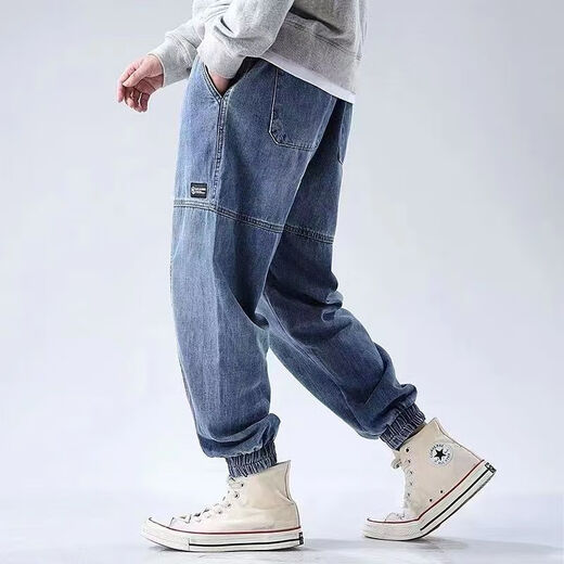 Pantalones Harren de primavera masculina de Vanjano con botas Martin Boots Spring and Summer Fat Man Jeans Men a gran tamaño Hip-hop tendencia 867 Jeans Black One Size M recomendado 80-100 Jin [Jin iguala 0.5 kg]