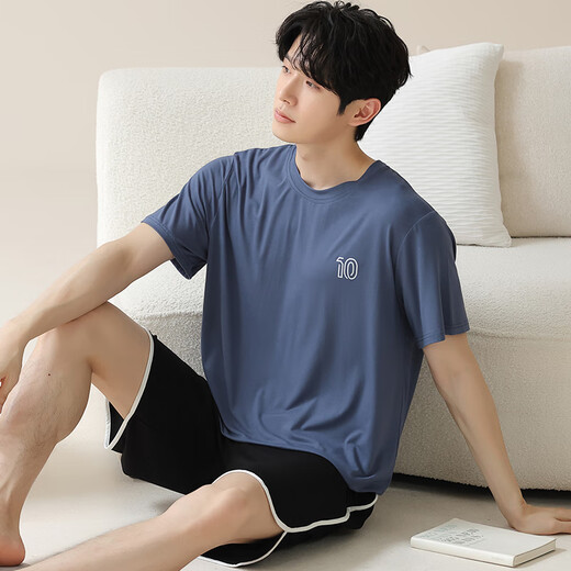 Catman (MiiOW) men's pajamas men's short-sleeved shorts suit Modal summer thin style can be worn on the outside, fashionable ice silk cool home clothes M15605 3XL Recommended weight 160-180 Jin [Jin equals 0.5 kg]