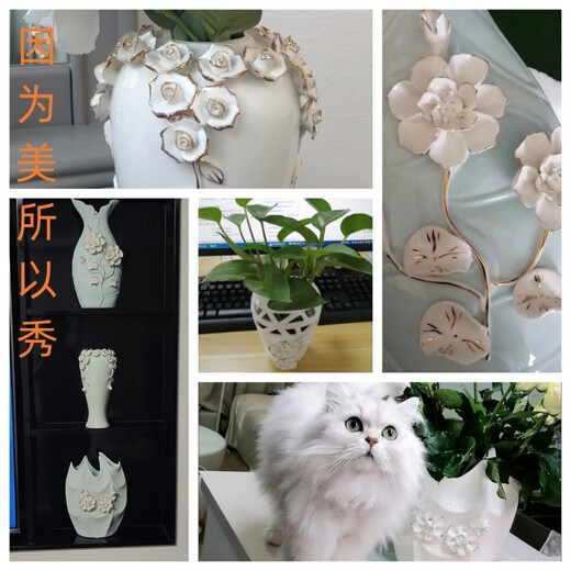 Yunmao kreative europäische Keramische Vase -Ornamente TV -Schrank Wohnzimmer Esstisch Accessoires Hydroponische Blumengeräte Hochzeitsgeschenk 14072 Elfenbein weißer schmaler Mund Single Blumenvase