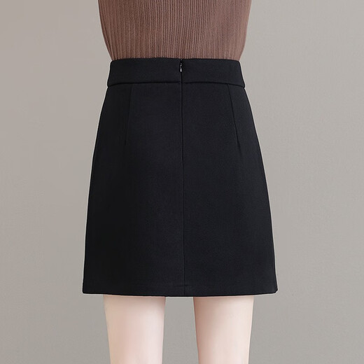 Mu Rong Irregular Woolen Skirt Women's Autumn and Winter 2025 New High-waisted Slim A-Line Skirt Slit Woolen Hip-covering Short Skirt Brown L (Recommended 100-110 Jin Jin equals 0.5 kg)