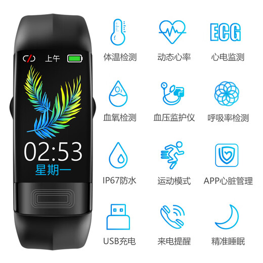 
NIPTW Huawei machine Hongmeng system Apple machine iOS suitable for high-precision health smart blood pressure bracelet heart rate alarm blood oxygen detector electrocardiogram male and female adult sports watch upgraded version dark blue