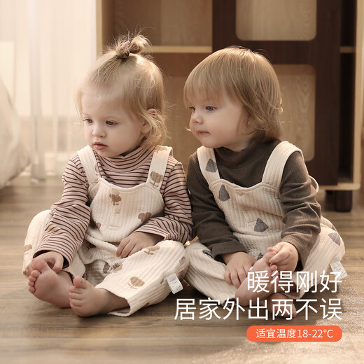 Bali Piggy Baby Overalls Autumn and Winter Silked Thickened Warm Jumpsuit One-piece Clothes Casual Apricot Bottom Banana 80 cm