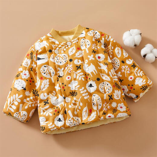 Mianguduo children's handmade cotton coats for infants and young children pure cotton winter thickened warm cotton jackets for boys and girls baby outing cotton jackets yellow mushroom size 110 (suitable for 3-4 years old)
