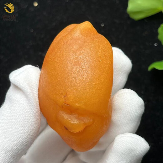 Fuwanzhe Natural Amber Beeswax Full Leather Handle Piece Baltic Amber Sea-Drifted Seed Material Featured Rough Stone 38.87g