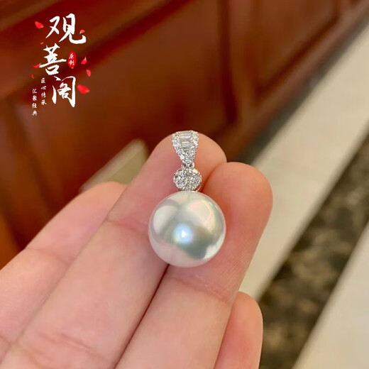 Guanpu Pavilion single pearl universal buckle pendant necklace for women large Australian white sweater chain clavicle chain light luxury niche fashion Japanese T family same style - single white pink pearl shell bead