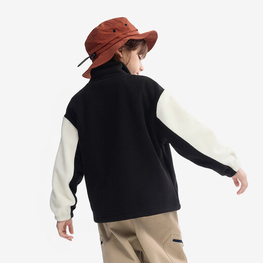 MQD MQD children's clothing boys' jacket spring and autumn warm polar fleece college style stand-up collar cardigan children's top black 130