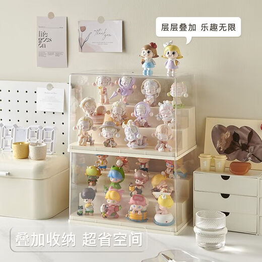 Haofanjie Blind Box Display Box Figure Transparent Display Cabinet Bubble Mart Storage Box Acrylic Display Rack Storage Figure Cabinet Cream Large/Three Layers 1