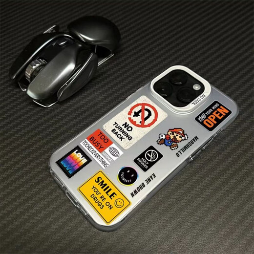 
Julishi suitable for Apple 15 mobile phone case iPhone 14 mobile phone case Apple 13 Apple 12 color silver Mario Apple 11 IMD color silver - black - SQ16852 simple English - iPhone 15 - mobile phone case