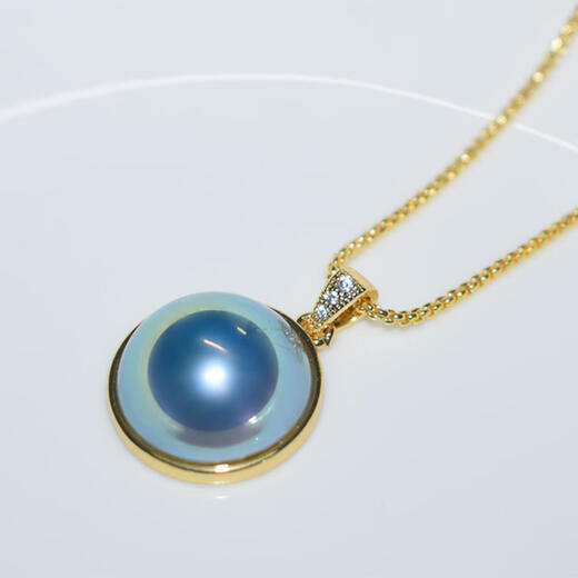 Sakurayu Japanese Aurora Mabe Pearl Design Earrings 17-18mm Marine Mother-of-Pearl Starry Sky Blue Pendant Set Aurora Mabei Earrings 17-18mm