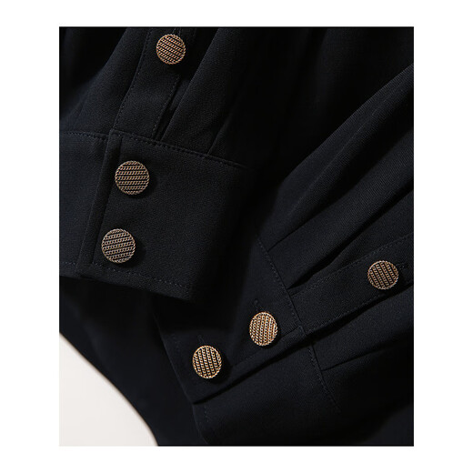 Clotho Rennie Marke Frauen kurzer Trenchcoat für Frauen 2025 Frühlings- und Herbst-New Korean-Version Temperament Kleine Taille-Hug-Huging Slim-Anzug Halsband Navy Blue M.