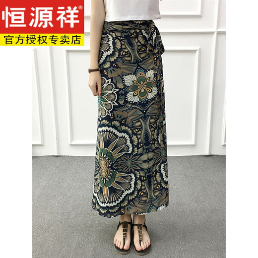 Hengyuanxiang Sommer Blumenrock 2024 New Hip-Pack-Rock Bohemian Spürrock einteiliger Chiffon-Rock Frauen Schwarz Little 841#3 Blume 2xl empfohlen 120-140jin [Jin gleich 0,5 kg]