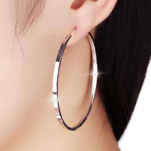 Crystal large hoop earrings for women 990 pure silver earrings hoop earrings hoop earrings European and American style exaggerated light luxury jewelry