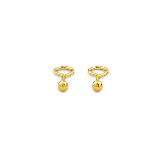 Jinzhifu Guangzhu gold earrings for women, round beads and solid gold earrings for girlfriend, wife, Mid-Autumn Festival birthday gift for women, about 0.95 grams (refund for more)