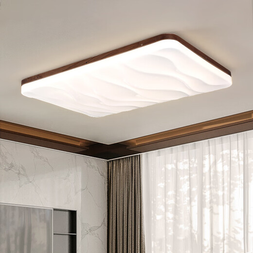 Copper grid black walnut new Chinese style ceiling lamp living room main light fixture solid wood Chinese style whole house full spectrum eye protection bedroom lamp 5 ~ round 48cm three color temperature