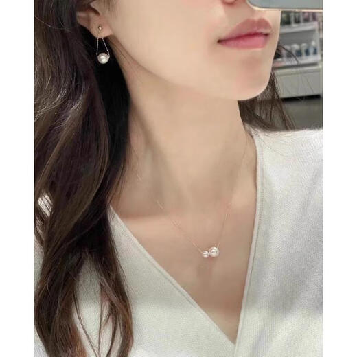 Dushen Freshwater Pearl Mother-and-child Necklace Double Bead Passepartout True Circle S925 Silver Necklace Exquisite and Versatile Temperament Freshwater Pearl