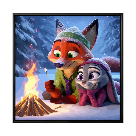 Crazy Zoo City Digital Oil Painting Cute Cartoon Crazy Zoo City Digital Oil Painting Diy Coloring Drawing SJ13553 30*30cm Tightened Thickened Solid Wood Inner Frame + Outer Frame