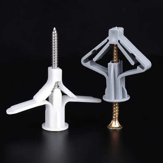 Jinchao aircraft expansion tube gypsum board expansion tube plastic butterfly type hollow brick expansion screw self-tapping expansion plug rubber plug butterfly type expansion tube + color zinc self-tapping nails (10 sets)