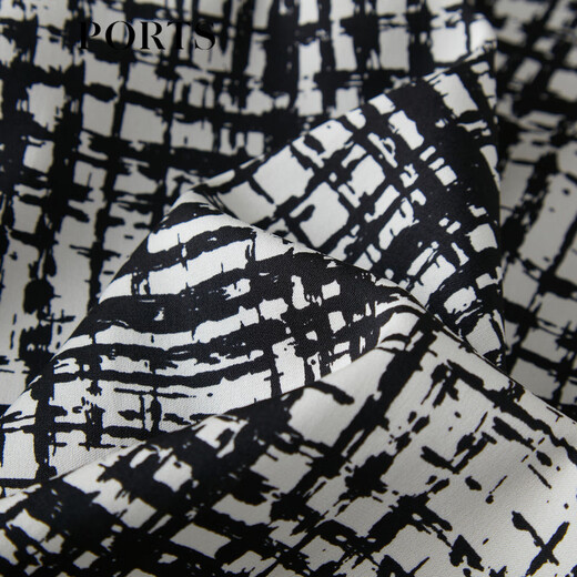 PORTS spring and summer new skirt pleated skirt LM8S028MPT031 black print M (6)