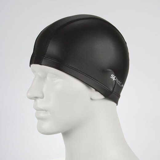 Speedo swimming cap, classic silicone coated three-layer fabric, soft and comfortable swimming cap, black