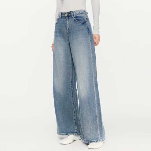 JNBY/Jiangnan Buyi [ESG] Spring and Autumn denim loose wide-leg pants retro casual commuting 5O9E12530 093/Green and gray XL