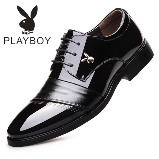 花花公子（PLAYBOY ICON）花花公子皮鞋男秋季新款真皮商务正装男士结婚新郎尖头青年内增高 h9928棕色 38