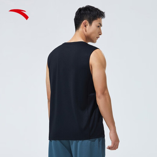 ANTA Quick-drying Vest丨Men's Breathable Sports Vest 2024 Summer Fitness Sleeveless Top Morning Exercise Wear Basketball Smock [Fitness] Basic Black-2XL/Male 180