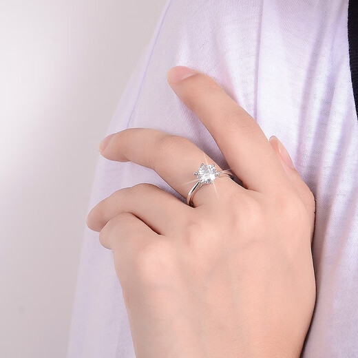 AVHE platinum diamond ring Saturday claw waist classic ring for women cultivated diamond PT950 wedding platinum gift for Chinese Valentine's Day Saturday claw platinum ring + moissanite 50 points