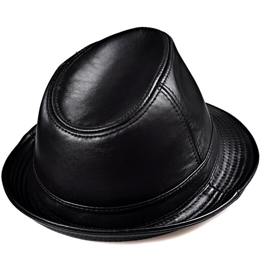 Woodpecker middle-aged and elderly men's genuine leather jazz gentleman hat spring and autumn warm sheepskin hat casual trendy winter elderly cowhide hat black sheepskin XL (57-58cm)