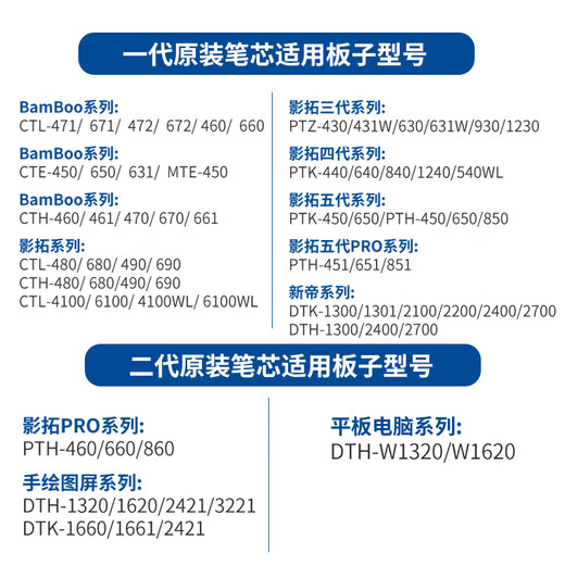 Wacom笔芯CTL671/672/6100WL替换笔尖影拓CTH 680 PTH660/651笔头 二代原装毛毡笔芯十支装 型号AC 0x0cm