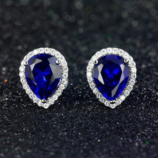 Sapphire earrings, 925 silver inlaid with carat colored gems, tanzanite jewelry earrings, plated with 18K gold, women's blue earrings