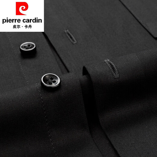 Pier Cardin French Shirt Shirt à manches longues pour hommes à manches longues Black Elastic Non-Scalding et Anti-Wrinkes Business Formal Dress Trend W026-1 Gold Cuffe Links 40