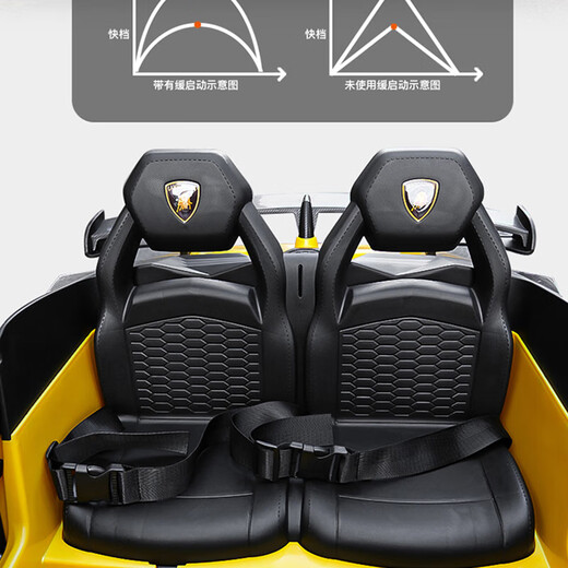 Voiture électrique pour enfants Bedochi Lamborghini, à quatre roues, pouvant accueillir des adultes et deux places, voiture jouet pour garçons et filles, roulante, grande batterie verte 12 V + siège double + télécommande, authentiquement autorisée par Lamborghini (cadeau amical)