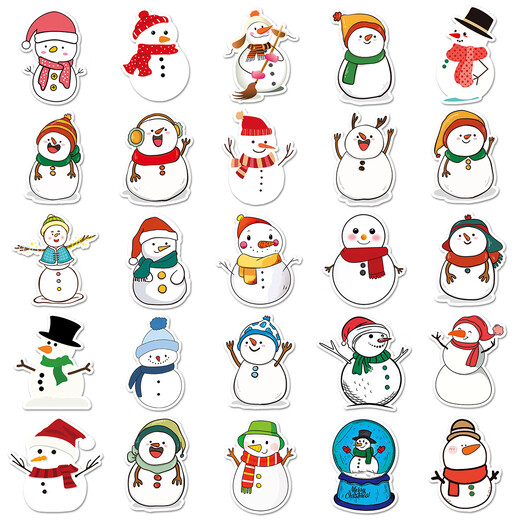 50 Christmas Little Snowman Stickers Migne Cartoon 2d Diy Matériau fait à la main Décoration imperméable ne répète pas Girl Heart Thermos Cup Guitar crayon Guka Hand Account Stickers [50 Images Ne répète pas] Snowman-686 5-8cm