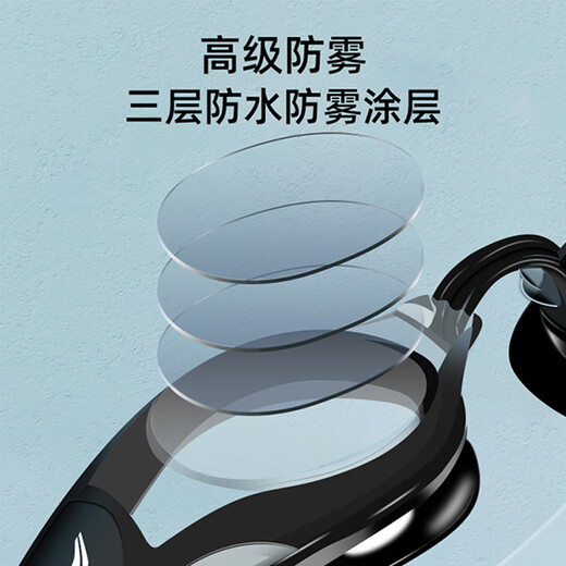 Li-NING (LI-NING) swimming goggles for adults, waterproof, anti-fog, high-definition, professional myopia swimming goggles set for men and women, men's swimming goggles, obsidian black, flat light