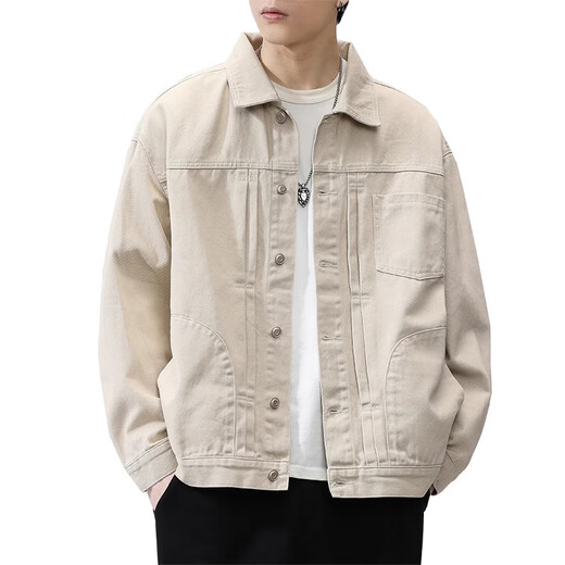 Jeanswest Spring and Autumn Denim Jacket Men's Trendy Brand 2025 New Cotton High Street Work Jacket Loose Casual Top MS323 Mi Xing L 130-150 Jin Jin equals 0.5 kg