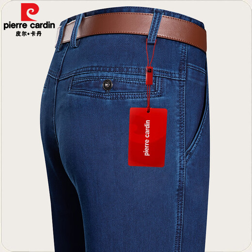 皮尔卡丹（pierre cardin）高档品牌纯棉牛仔裤男直筒宽松春秋季款中年耐磨商务休闲男裤子 中蓝色3892  夏款 29 【2尺2腰围】