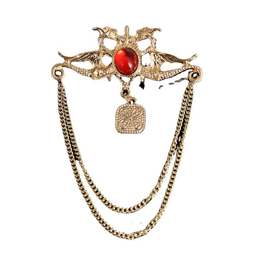 Mr. Ouyang men's personalized suit with tassel badge, guitar instrument jewelry chain brooch, twist ball brooch accessories, six-pointed star silver A11-304