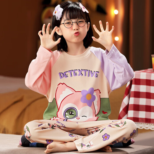 莫代尔女童睡衣宝宝秋季长袖卡通女孩儿童2024春秋新款中大童家居服 F12631长袖女童 10码建议身高101-110，体重30-38