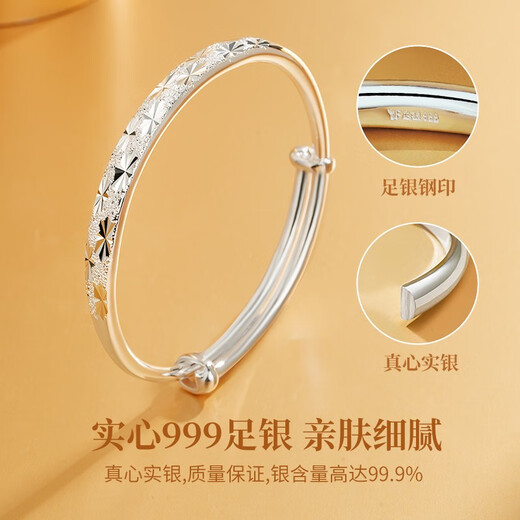 中国黄金（CHINA GOLD）满天星足银手镯子女生实心生日礼物送女友老婆纪念日 满天星手镯【15g】-京速达