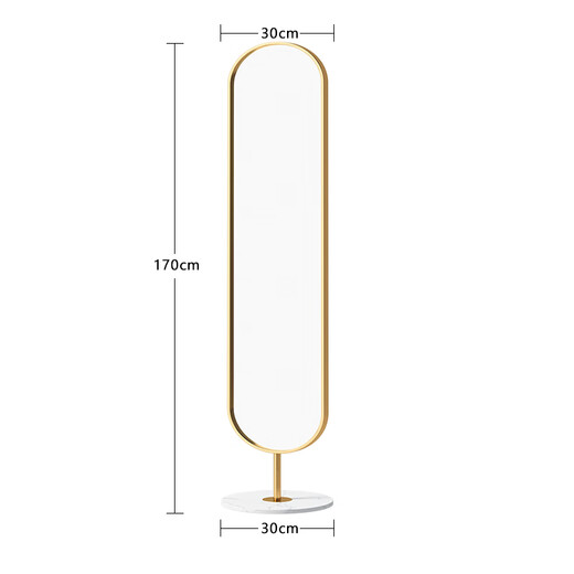 Chuangjiang Miroir de mise au plancher de style nordique pour chambre à coucher étroite côté habillage tridimensionnel miroir de miroir de miroir à corps complet moderne pour fille en plein air (cadre doré + pierre blanche)