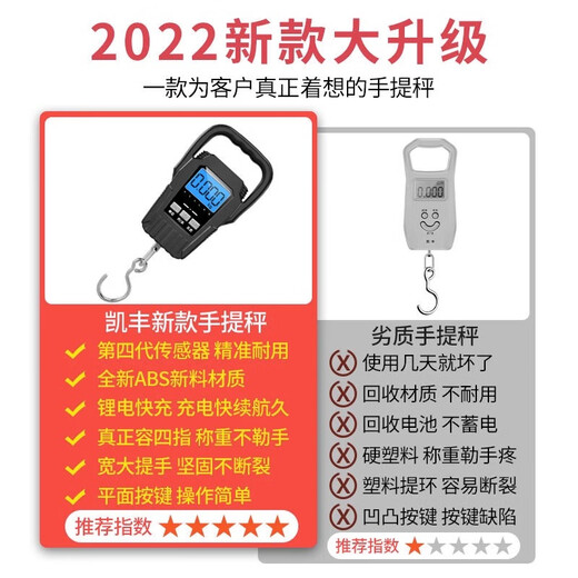 凯丰高精度手提电子秤勾勾称家用50kg小型便携式快递称小秤弹簧秤