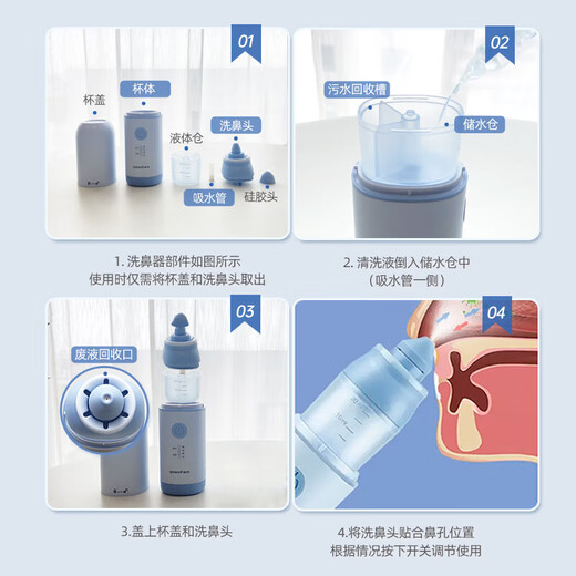 鱼跃（yuwell）电动洗鼻器儿童成人鼻腔清洗器手持便携式生理性海水鼻腔喷雾器 四种模式|让宝宝好呼吸儿童款JQ-P06U