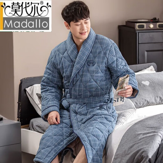 Modal Winter Men's Men's Tobe's Warmth et épaissis en coton complet en coton Pyjamas monobloc étendu de grande taille Vêtements de nuit Bataille de nuit B1048 Men de nuit masculine 3XL_SUIBLE pour les poids 170-190