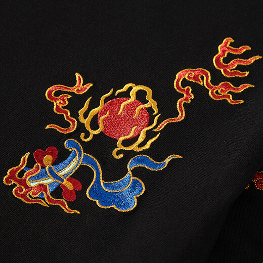 Denon Supreme kurzärmelige T-Shirt für Männer und Frauen Modemarke Sommer chinesischer Stil Phoenix Sticked Loose Kurzärmer T-Shirt T691 Black XL Code (Empfohlen 135-155jin [Jin ist 0,5 kg]))