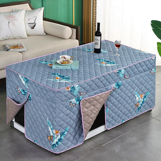 Obifu's new fire table cover, electric heating coffee table cover, thickened rectangular stove cloth cover, electric stove cover, fire quilt, feather flower upgraded thickened washed cotton, one-piece non-porous 140*80*60 high-end anti-fouling leather cover