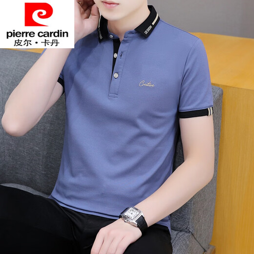 皮尔卡丹（pierre cardin）2025年夏季有领子短袖t恤男潮流青年冰丝翻领半袖polo.衫商务简约 黑色 QY683 L 【120-135斤】